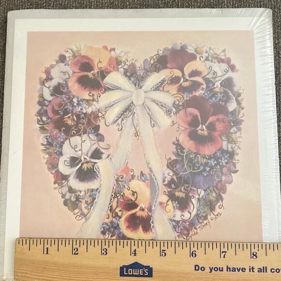 GLYNDA TURLEY Pansy Wreath Wild Roses Signed Licensed Reprint OUT OF PRINT Heart - Picture 9 of 11